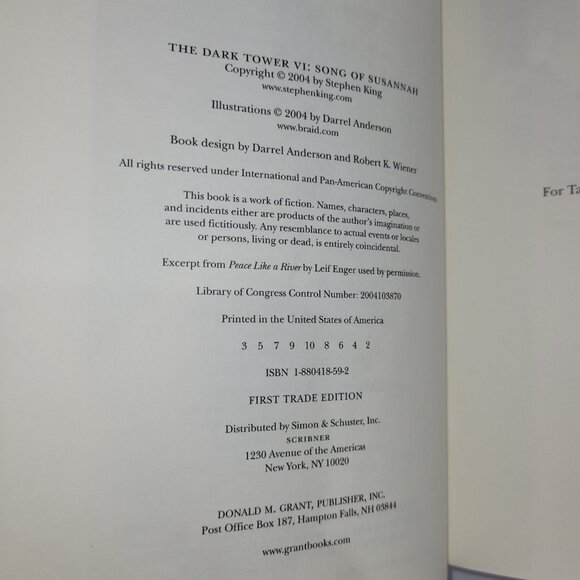 Stephen King The Dark Tower VI 2004 1st Trade Edition Hardcover Book - Picture 2 of 2